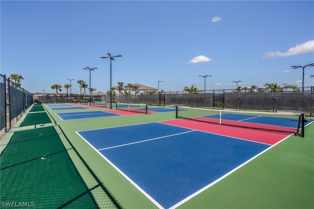 view of tennis court with basketball court