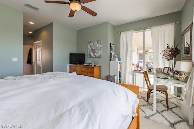 bedroom featuring ceiling fan