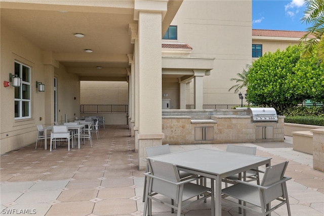 view of patio with area for grilling