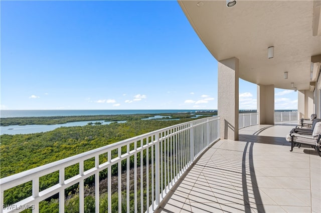 balcony with a water view