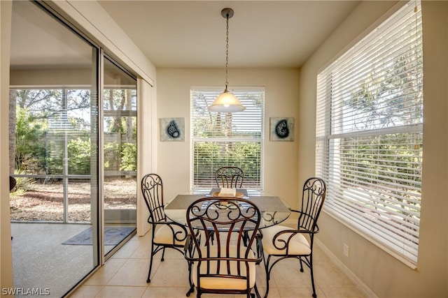 tiled dining space featuring a wealth of natural light