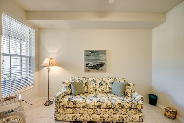 view of tiled living room