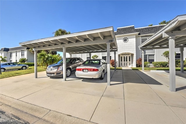 view of parking featuring a carport