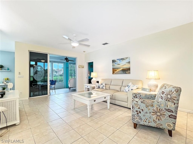 view of tiled living room