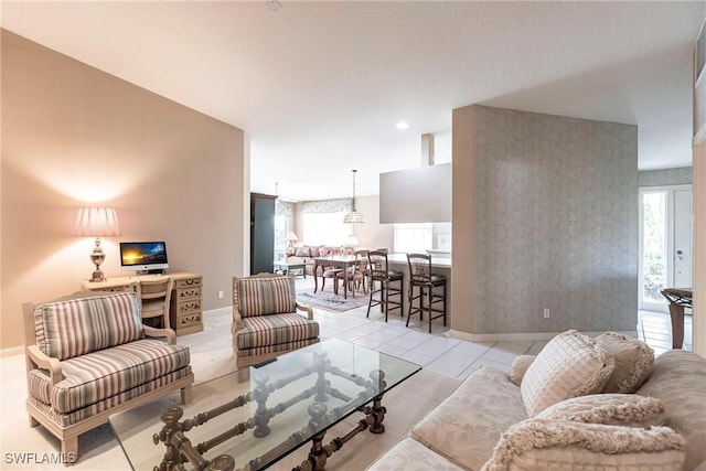 view of tiled living room