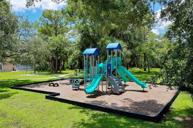 view of play area featuring a yard