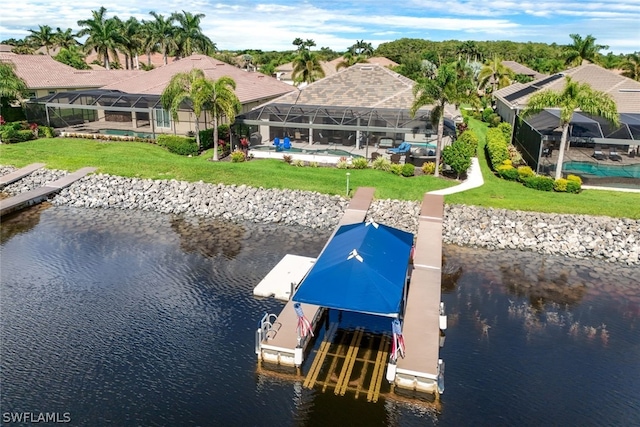 dock area with a water view