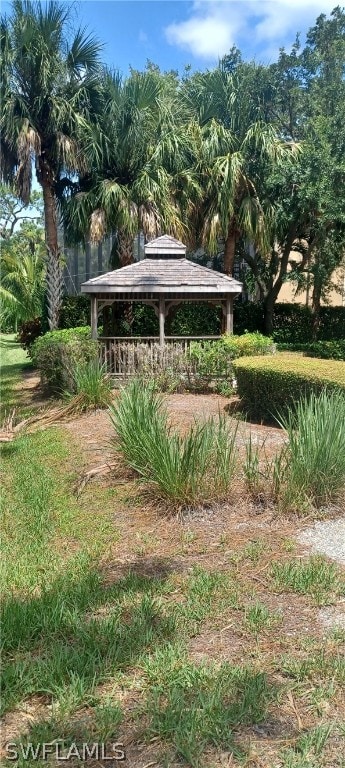 view of yard with a gazebo