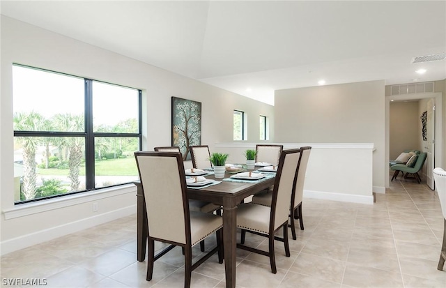 view of tiled dining room