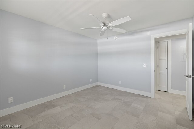 spare room featuring ceiling fan