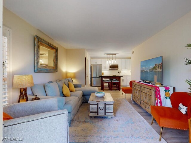 living room featuring light hardwood / wood-style floors