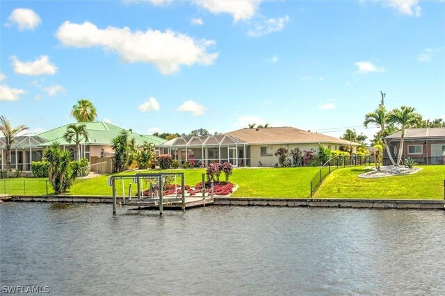 view of water feature with a boat dock