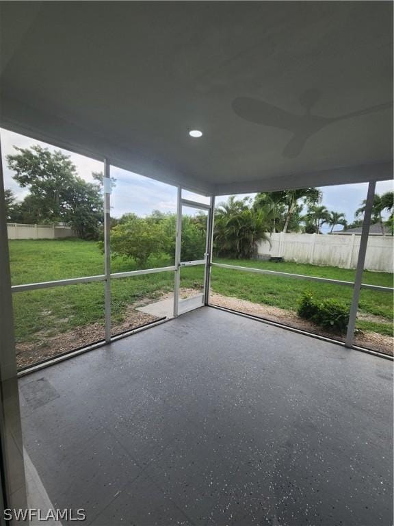 view of unfurnished sunroom