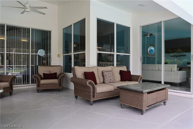 view of patio / terrace featuring an outdoor hangout area and ceiling fan