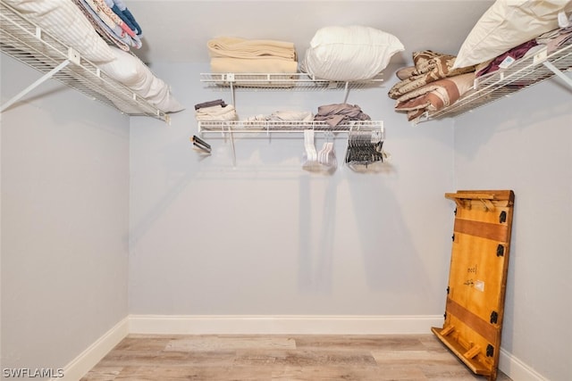 spacious closet with light hardwood / wood-style floors