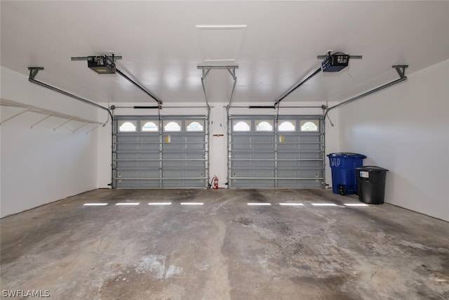 garage with a garage door opener