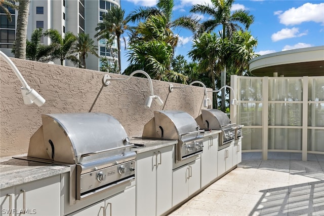 view of patio / terrace with exterior kitchen and a grill