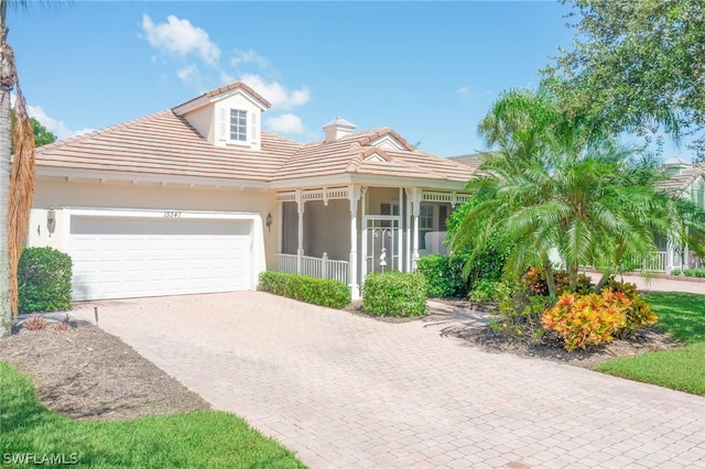 view of front of property with a garage