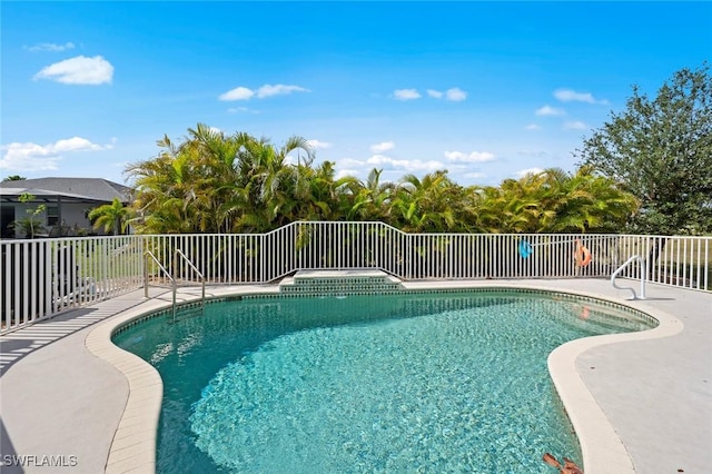 view of pool featuring fence and a fenced in pool