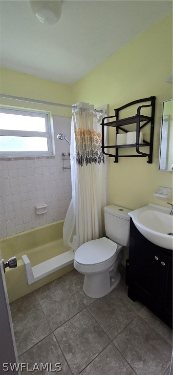 bathroom with tile patterned flooring, toilet, and vanity