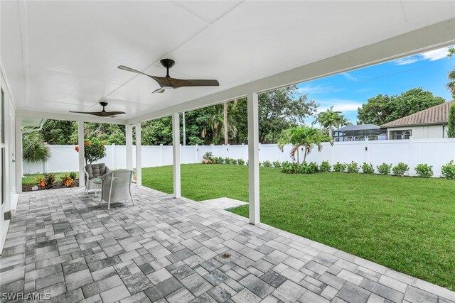 view of patio with ceiling fan