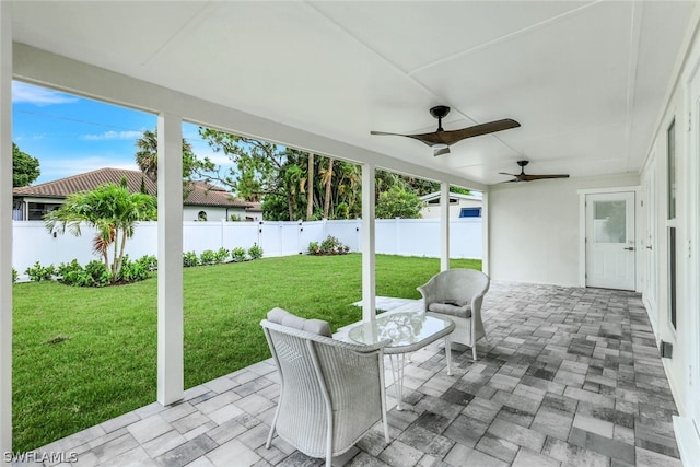 view of patio / terrace with ceiling fan