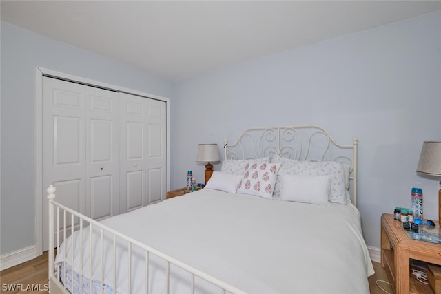 bedroom featuring a closet and wood-type flooring