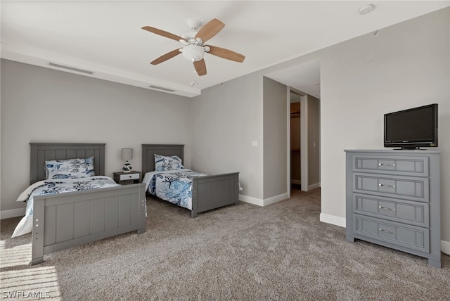 bedroom featuring carpet and ceiling fan