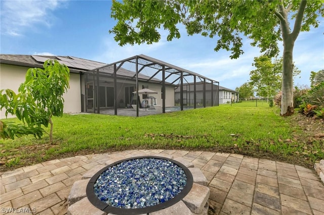 view of patio with a lanai