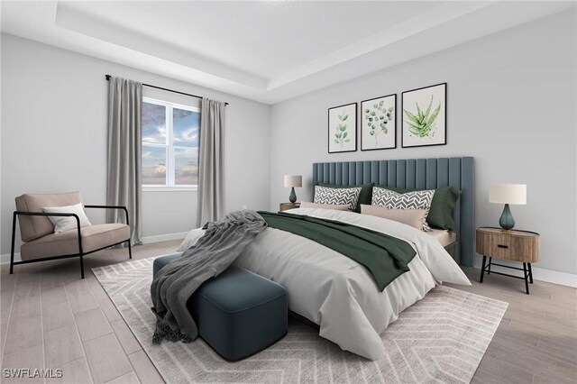 bedroom featuring a tray ceiling