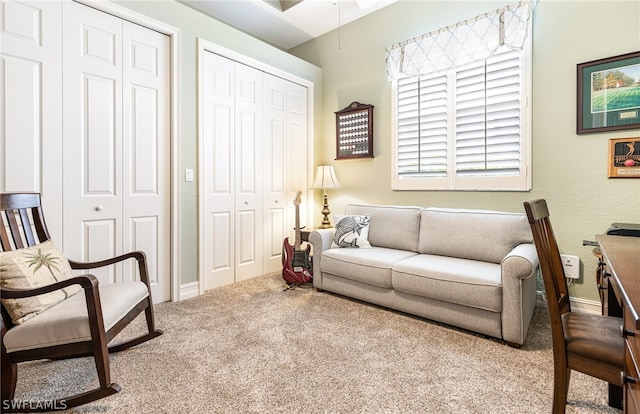 living room with carpet flooring