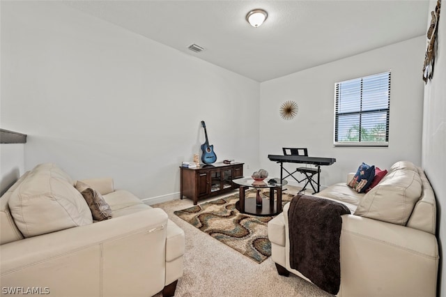 living room featuring carpet floors