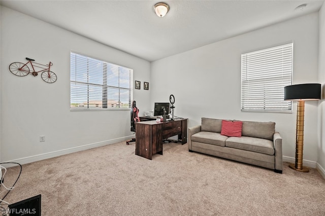 view of carpeted office space