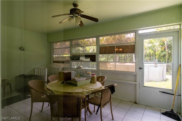 interior space featuring a wealth of natural light and ceiling fan