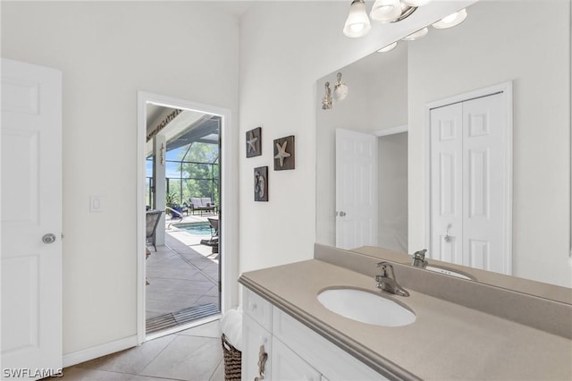 bathroom featuring vanity and tile patterned floors