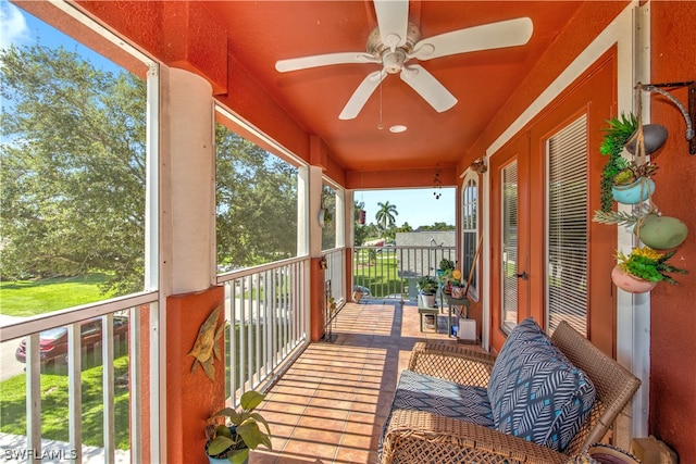 deck featuring ceiling fan