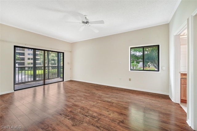 900 Arbor Lake Dr Unit 206, Naples, FL 34110 - unfurnished room featuring dark wood-type flooring, a wealth of natural light, a textured ceiling, and ceiling fan