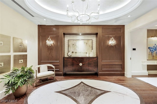 4800 Pelican Colony Blvd Unit Ph2103, Bonita Springs, FL 34134 - foyer featuring a chandelier, wood finished floors, baseboards, and recessed lighting