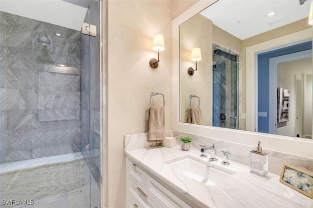 4800 Pelican Colony Blvd Unit Ph2103, Bonita Springs, FL 34134 - bathroom featuring a marble finish shower and vanity