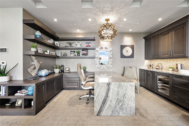 4800 Pelican Colony Blvd Unit Ph2103, Bonita Springs, FL 34134 - office with wine cooler, built in study area, recessed lighting, and light carpet