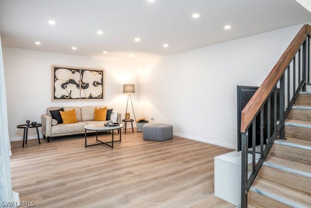 living room featuring light hardwood / wood-style floors