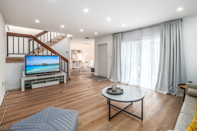 living room featuring hardwood / wood-style flooring