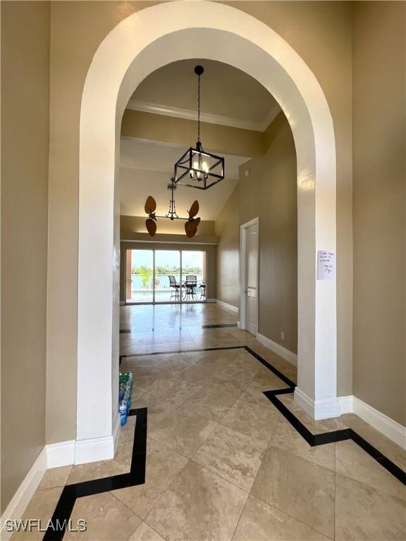 hall featuring crown molding