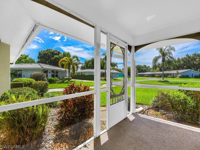 view of unfurnished sunroom