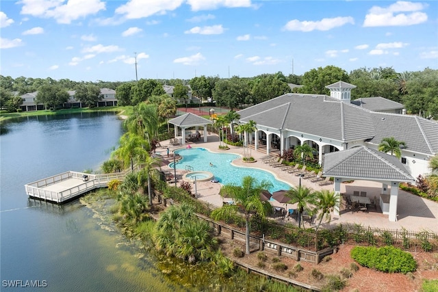 exterior space featuring a water view