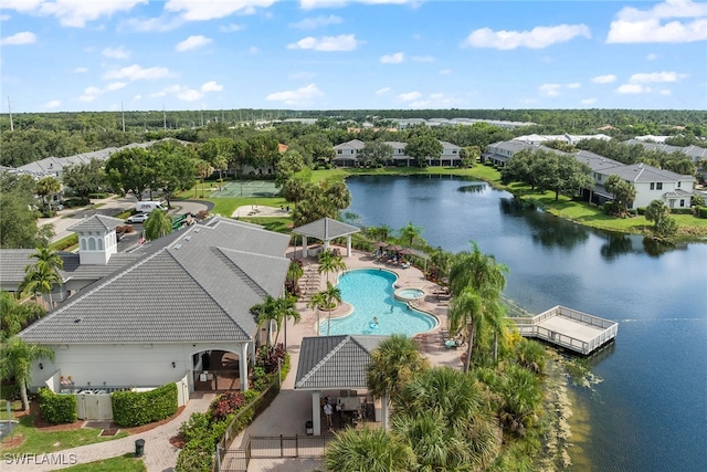 bird's eye view featuring a water view