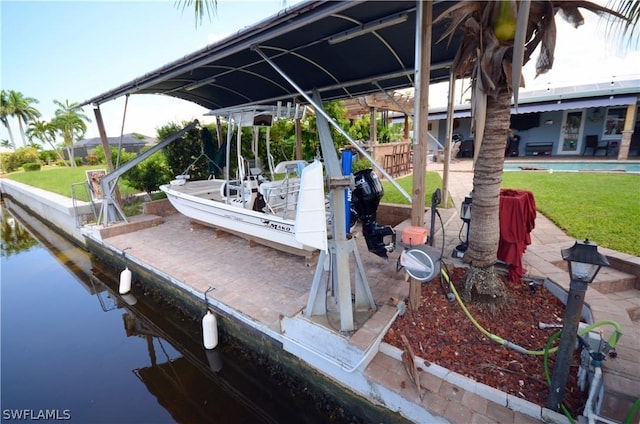 dock area featuring a water view