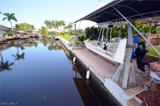 view of dock featuring a water view