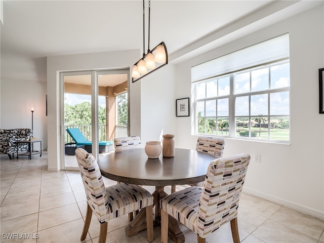 dining room with light tile patterned floors