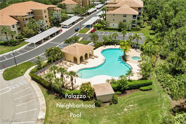 view of swimming pool featuring a patio